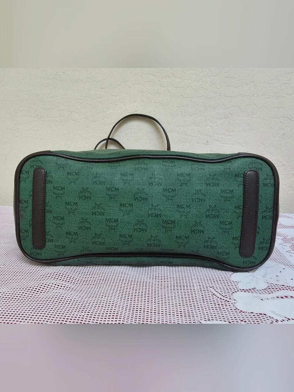 MCM Green Shopper Shoulder Tote Bag AUTHENTIC